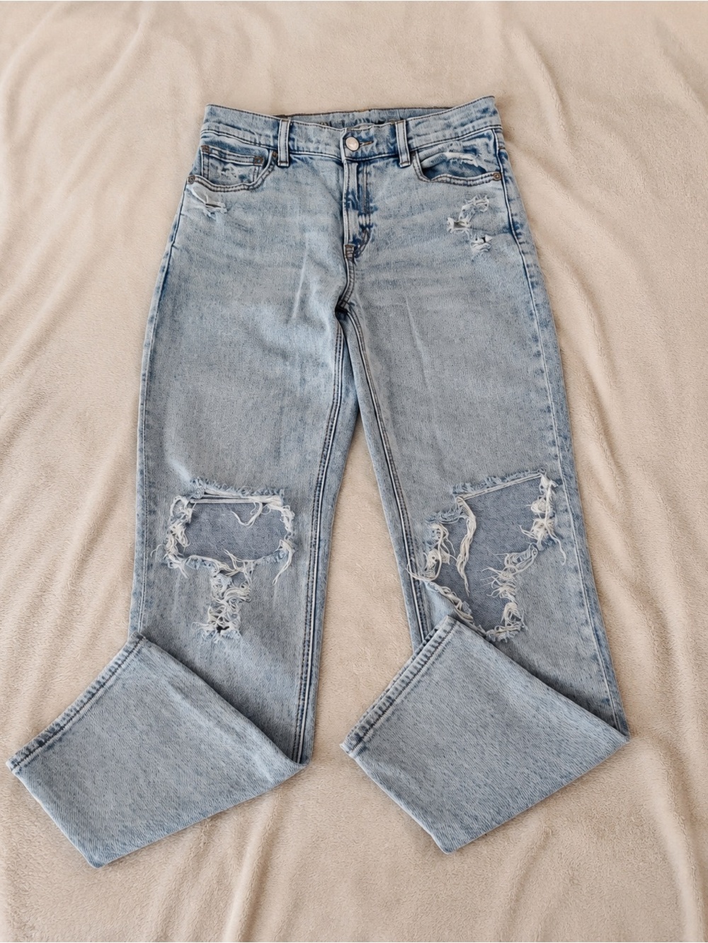 American Eagle Baggy Straight Jeans High Waist Size 2 Long